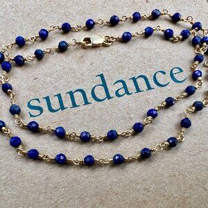 Sundance $298 NEW  16-1/4" 14k Gold GF Blue LAPIS Handmade Beaded Necklace